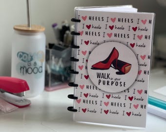 Shoes Make Me Happy Journal || Handmade Disc books || Coworker Gifts || Shoe Lover Writing Book