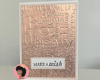 Rose Gold Wish || Birthday || Rose gold birthday note|| Greeting card || Handmade notecard