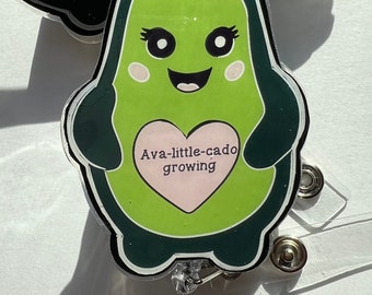 Avocado Badge Reel || Pregnant Nurses || Pregnancy || ID Badge || Mother Baby || Pregnancy Announcement || Glitter || Nursing