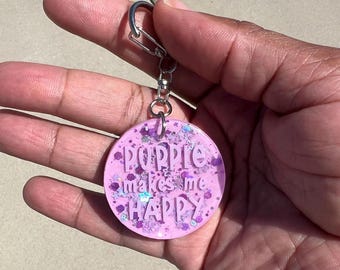 Purple Makes Me Happy || Pins and badges|| Purple Gifts|| Purple Glitter Keychain || Circle Keychains ||