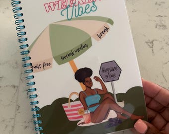 Weekend Vibes Notebook, Self-Care, Journal, Writing Books, Notepads, Stationery, Notes, Lined notepads,Handmade Gifts