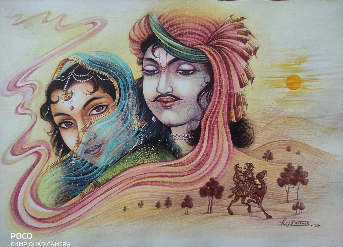 Rajasthani Culture Wall Art Canvas Painting Etsy Australia