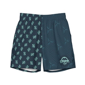 Men's Trendy Style Cactus Swim Suit, Mens Hawaiian style Cactus Pattern Swim Trunks with pockets and mesh liner