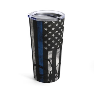 Thin Blue Line & Camouflage Mountain Bike Coffee 20oz Tumbler - Stainless Steel Travel Mug