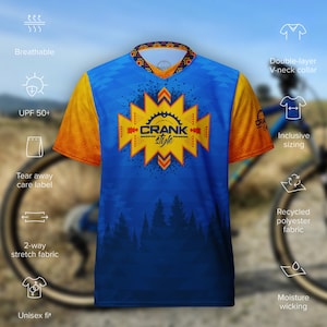 Unisex Pine Mountain Aztec UPF50+ V-Neck MTB Jersey