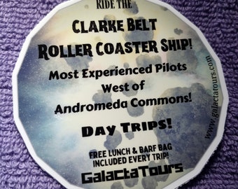 GalactaTours Galactic Travel Luggage Stickers-Clarke Belt Roller Coaster-MADE IN USA-waterbottle-laptop-phone-notebooks-clipboard