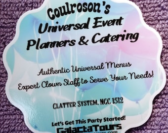 Heb je Coulrofobie? Universal Clown Event Planners & Catering Sticker-Intergalactic Travel Souvenir-Laptops, Waterflessen, Notebooks, etc.