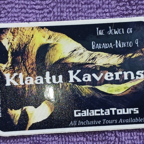 Klaatu Kaverns - Klaatu Barada Nikto - Day the Earth Stood Still - Intergalactic time travel souvenir sticker