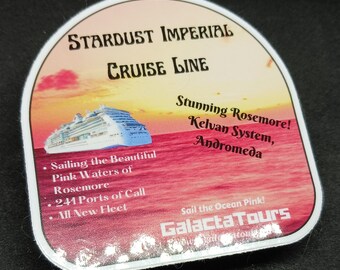 GalactaTours Galactic Travel Luggage Stickers-Stardust Imperial Cruise Line - Vaar over de roze wateren van planeet Rosemore in Andromeda!