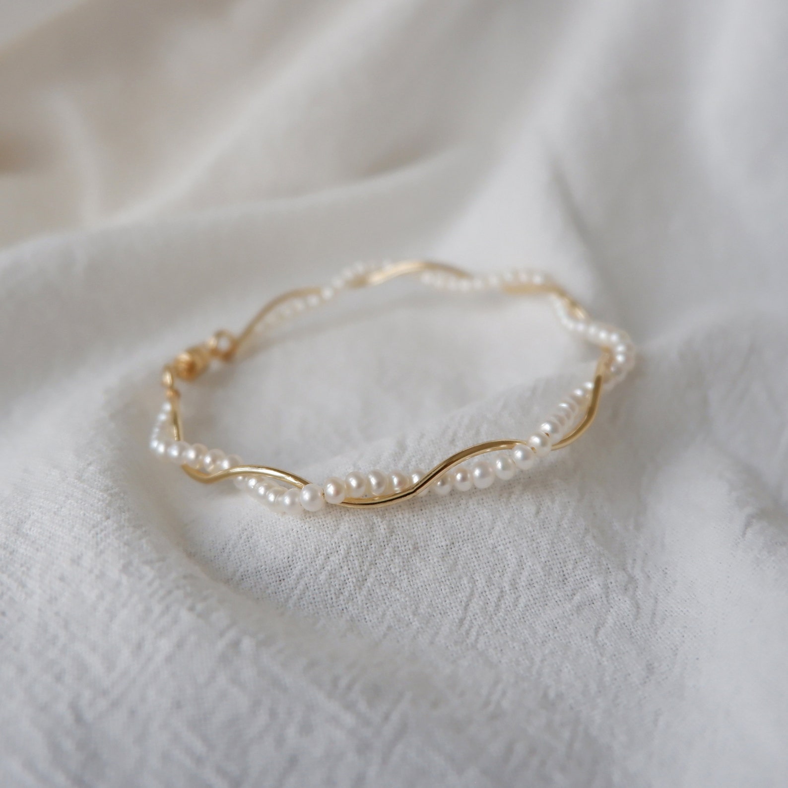 Pearl Wrap Bracelet Pearl Bangle Gold Twisted Pearl - Etsy