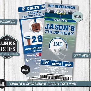 Indianapolis Colts Themen Geburtstagskarte einladen Digital Download Fußball druckbare Party Text einladen