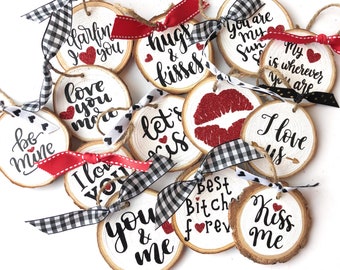 Handmade Valentine Wood Slice Ornament: Made with Love Keepsake Gift