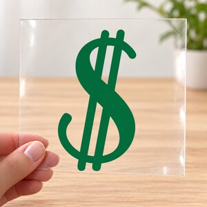 Dollar Sign Iron On Transfer, Glitter or Solid Vinyl