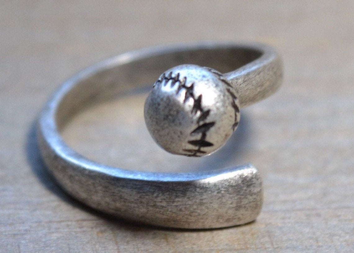 Sterling Silver Softball Ring / Softball Jewelry / Adjustable Etsy