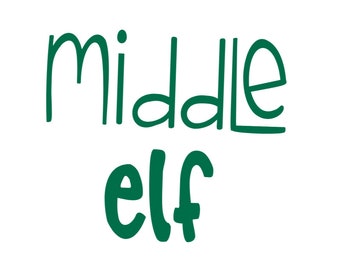 Christmas Family Iron On Decal, Elf Decal, Middle Child, Matching Shirt Idea, Iron On Transfer, DIY Christmas, Sibling Shirt, Transfer Decal