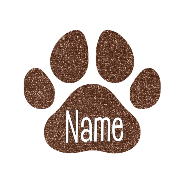 Paw Print Personalized Iron On Decal, Custom Dog Paw Shirt Transfer, Dog Patch Decal, Pet Owner Gift, School Spirit, Pick Size Color Name