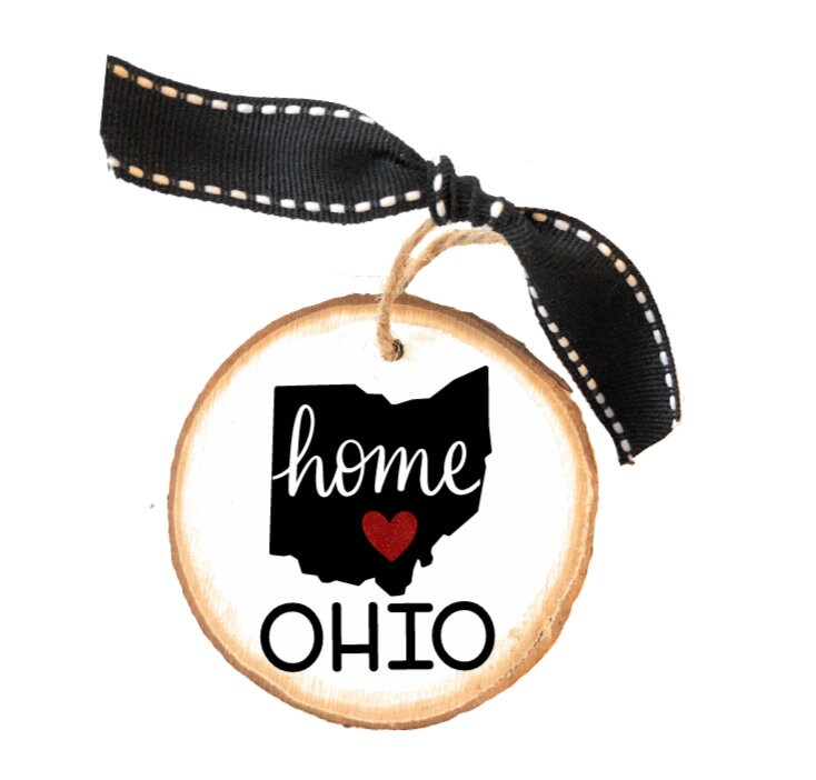 Ohio Ornament Christmas Ornament Handmade Wood Slice Ohio Etsy
