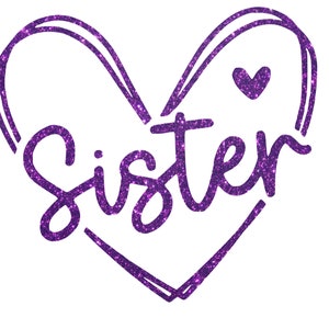 Sister Heart Iron On Decal: DIY T-Shirt Vinyl Applique