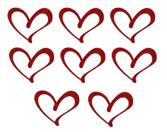 Heart Iron On Decals, 8 Open Hearts, Iron On Patches, Heat Transfer, Iron On Stickers, Vinyl Applique, Heart Shaped, Cute Hearts