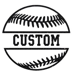 May include: Black and white baseball graphic with the word "CUSTOM" in the center.