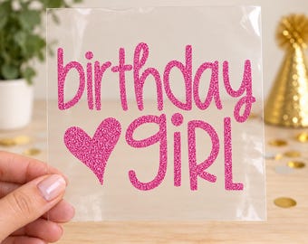 Birthday Girl Heart Letter Iron On Transfer, Shirt Decal