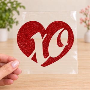 XO Heart Iron On Transfer, Glitter or Solid Vinyl
