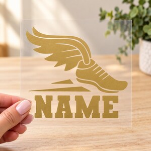 Personalized Track Runner Iron On Transfer, Custom Name Vinyl Decal