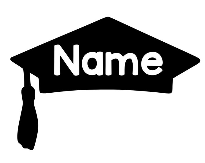 Featured listing image: Personalized Graduation Cap Iron On Decal, Graduation Name Patch, DIY Graduation, Senior Tshirt Transfer, Graduation Shirt Patch, HTV