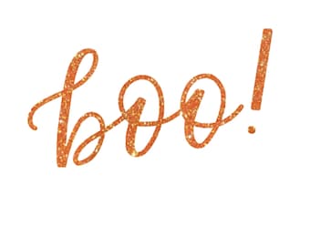 Boo! Halloween Iron On Decal: Glitter Vinyl Applique Transfer