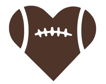 Football Heart Iron On Decal: Glitter or Non-Glitter Colors