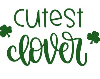 Cutest Clover Iron On Decal, St Patricks Day Shamrock HTV, Lucky Clover Heat Transfer for Shirts, DIY Vinyl Patch