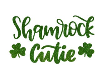 Shamrock Cutie Iron On Decal, St Patricks Day Vinyl Heat Transfer