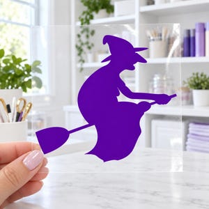 Witch Broom Iron On Transfer, Halloween Vinyl Decal
