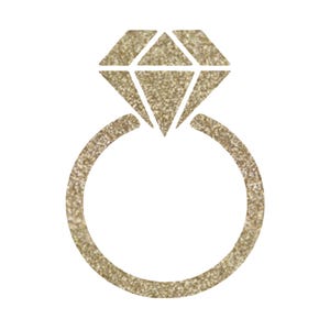 May include: A gold glitter ring with a diamond-shaped stone.