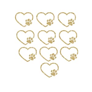 10 Heart Paw Prints Iron On Decals, Dog Lover Gifts, Heat Transfer, DIY Crafts, Pet Owner Decal, Decals for Hats Clothing Fabric