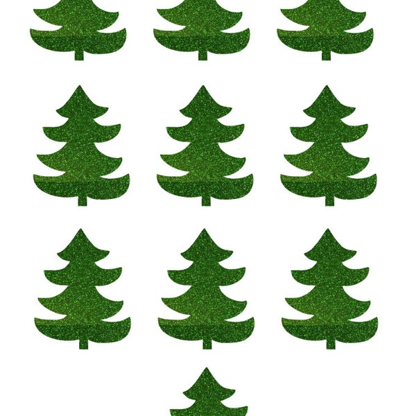 10 Christmas Trees Iron On Decals, DIY Christmas Crafts, Mini Trees, Glitter Christmas Tree Decal, Pine Tree, Iron On Gifts, Face Mask Decal