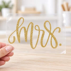 Mrs Iron On Transfer, Glitter or Solid Vinyl