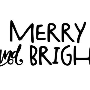 Merry and Bright Iron On Transfer, Christmas Vinyl Decal