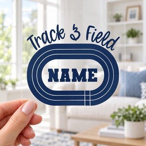 Personalized Track and Field Iron On Decal, Custom Name Vinyl Transfer