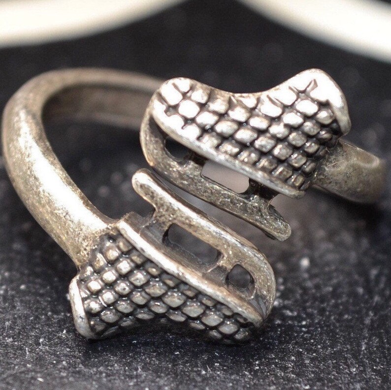 Ice Skater Ring / Silver Adjustable Band / Fits Most Ring Etsy