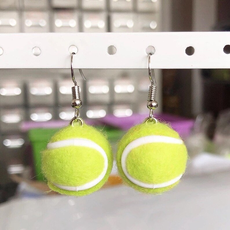 Tennis Ball Novelty Dangle Earrings / Tennis Jewelry / Tennis Etsy