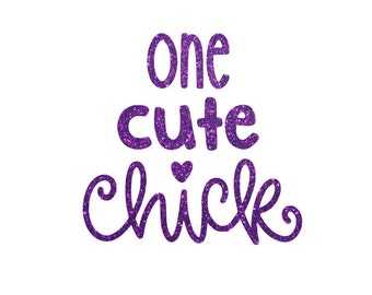 One Cute Chick iron on decal, Iron On Transfer, Kid Tshirt Decal, Vinyl Applique, DIY Crafts, Iron On Label, Fabric Decal, Patches Iron On