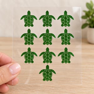 Mini Sea Turtles Iron On Decals, Set of 10, Vinyl Transfers