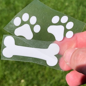 Dog Bone and Paw Print Iron On Decals, Embellishments for Fabric, Dog Lover Gift, Dog Decal, Vinyl Decal for Clothes, Dog Paw Decal, Patch