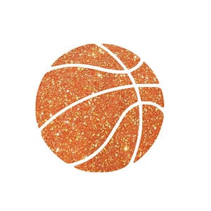 May include: A glittery orange basketball with white stitching. The basketball is a popular sports item.