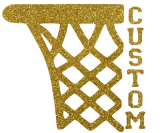 Personalized Basketball Hoop Iron On Decal: Custom Name Shirt Patch