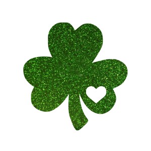 Shamrock Heart Glitter Iron On Decal: St Patrick's Day Shirt Transfer