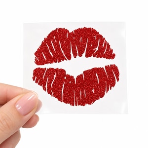 Puckered Lips Iron On Transfer, Glitter or Solid Vinyl