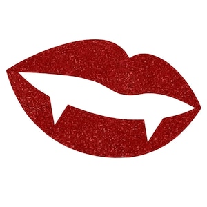 May include: Red glitter lips with white vampire fangs. Halloween costume accessory.