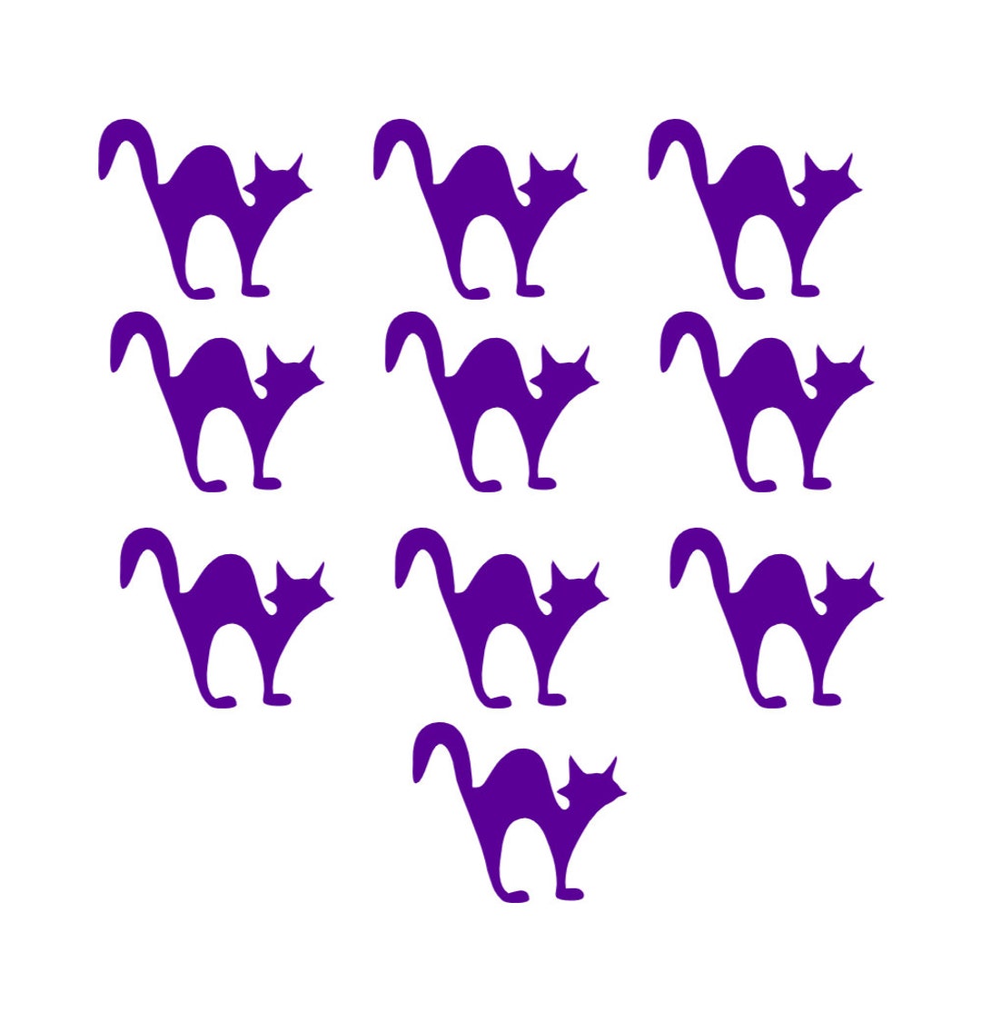 10 Halloween Cat Iron on Decals, Halloween Transfer, Scared Small Cats